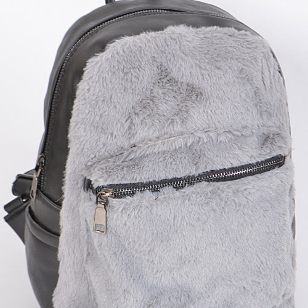 Faux Fur Vegan leather small backpack🔥🔥